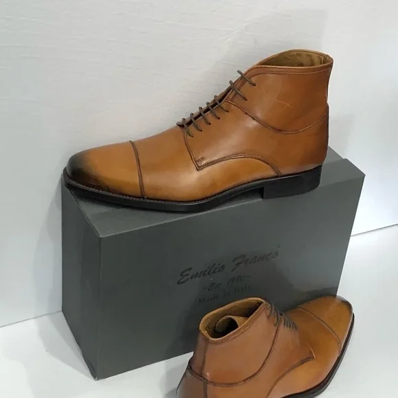 Emilio Franco ankle boot shoes point toe cognac - Picture 3 of 4